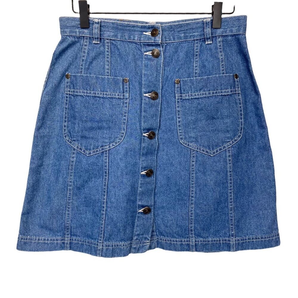 Vintage Liz Wear Button Down Denim Jean Skirt 80s 90s Size SMALL